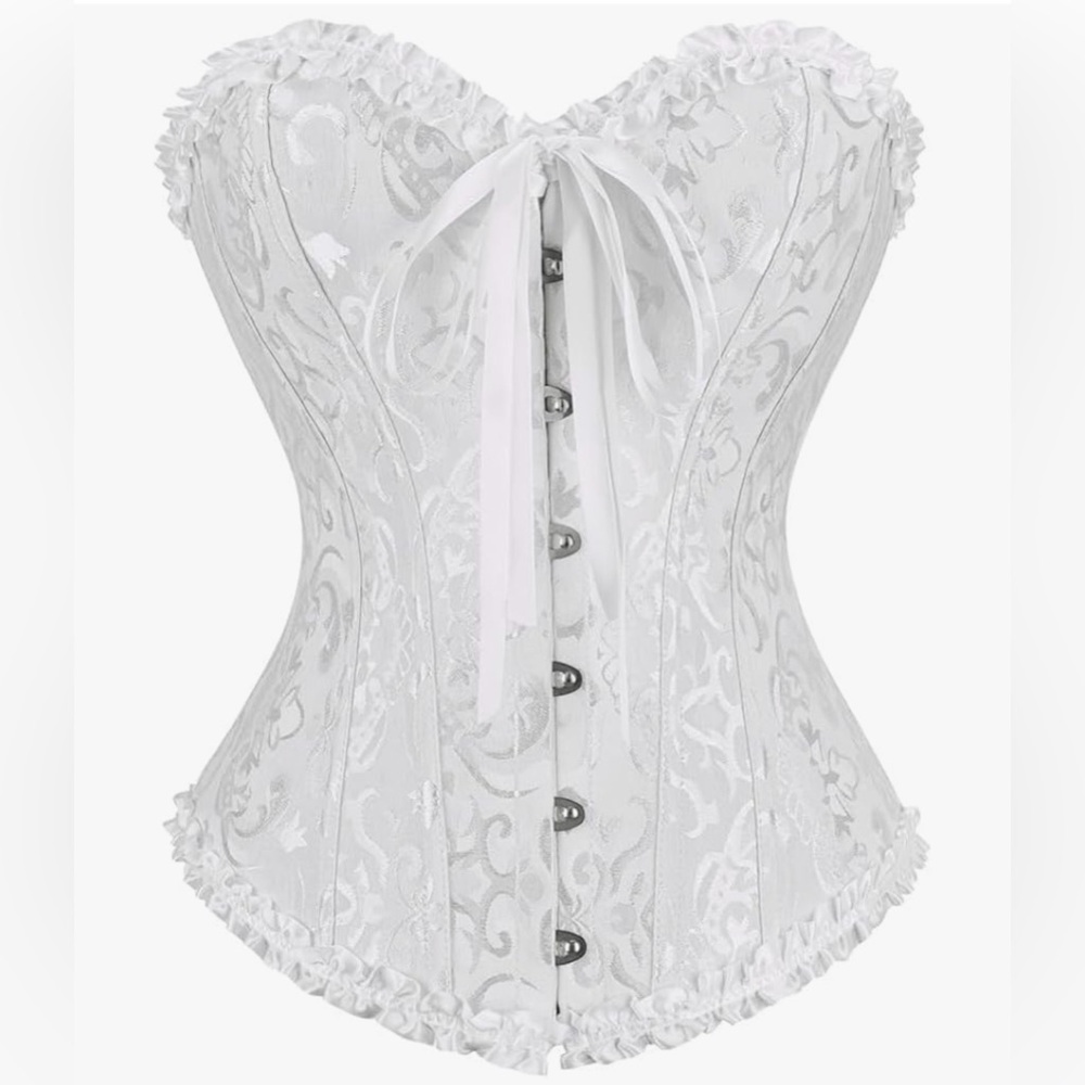 frawirshau Women's Lace Up Boned Overbust Corset Bustier Lingerie Bodyshaper Top